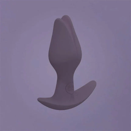 Bootie Fem Female anal plug Dark Taupe silicone toy with tulip shape and asymmetrical base for enhanced pleasure.