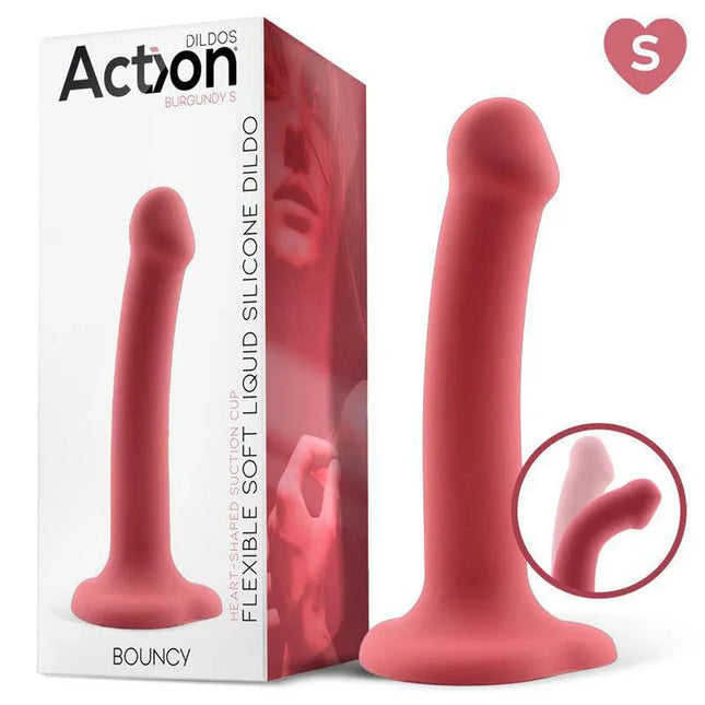 Bouncy Liquid Silicone Dildo Hiper Flexible 6.5 - 16.5 cm Size S Burgundy - ultra-flexible, body-safe sex toy in burgundy color.