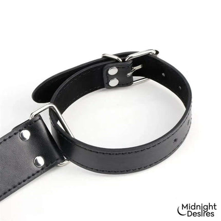 Bound Arm Restraint Set in black vegan leather with silver accents, showing adjustable buckle design for secure and comfortable fit.