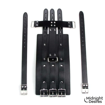 Bound Arm Restraint Set made from vegan leather with elegant detailing and adjustable buckles for secure, stylish bondage play.