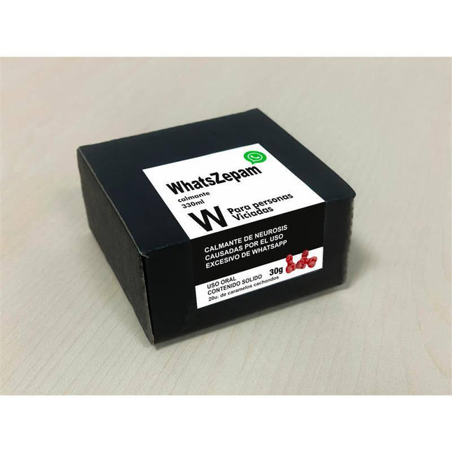 WhatsZepam black box with label for calming remedy, 30g