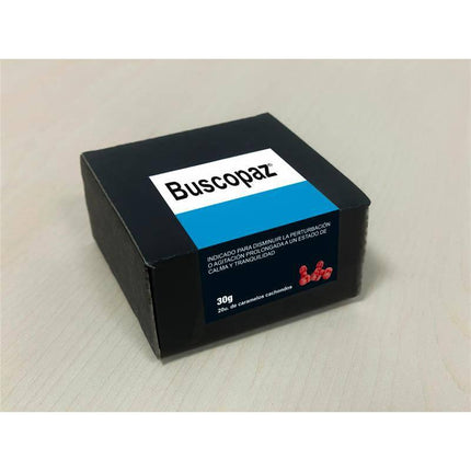 Black box of Buscopaz medication on a table surface