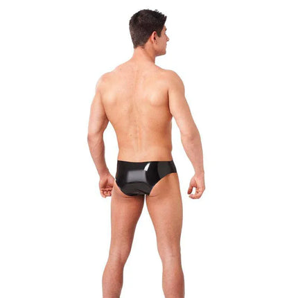 Boxer with Plug Inside Latex - sleek black latex boxer for daring intimate style