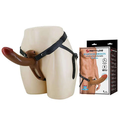 Bradden Universal Strap On with Vibrating Hollow Dildo 6.7 displayed with packaging