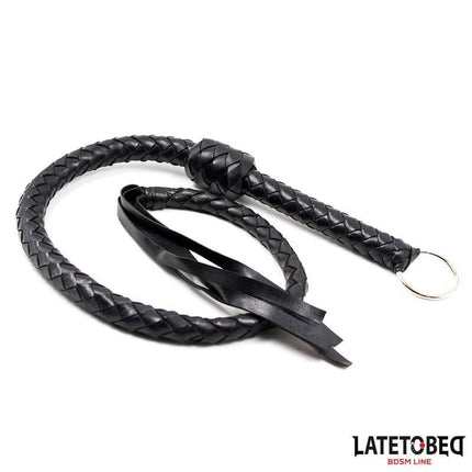 Braided Whip Black 116cm with enhanced grip, lightweight design for easy maneuverability, offered by LATETOBED, BDSM line.