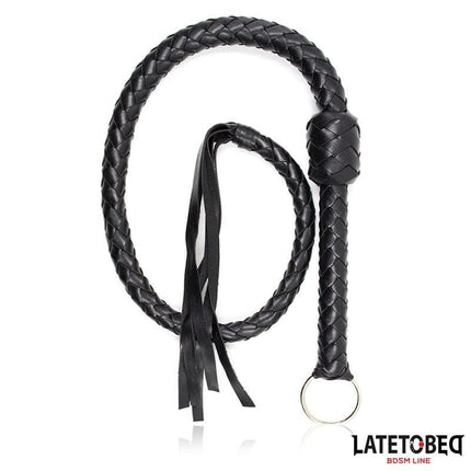 Braided Whip Black 116cm by LATETOBED, featuring a durable braided design and lightweight handling for precision play.