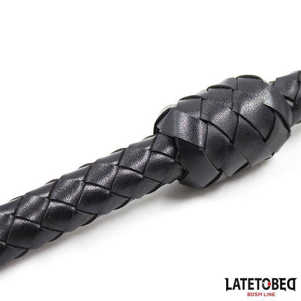 Close-up of braided design on Braided Whip Black 116cm from LATETOBED.