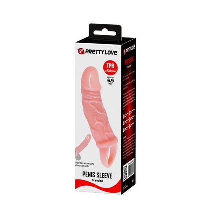 Brayden Stretchy Penis Sleeve for Max Erection in packaging, featuring a soft pink sleeve for enhanced performance and comfort.