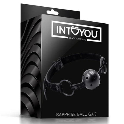 Breathable Gag Ball Sapphire Vegan Leather packaging showcasing design and features.