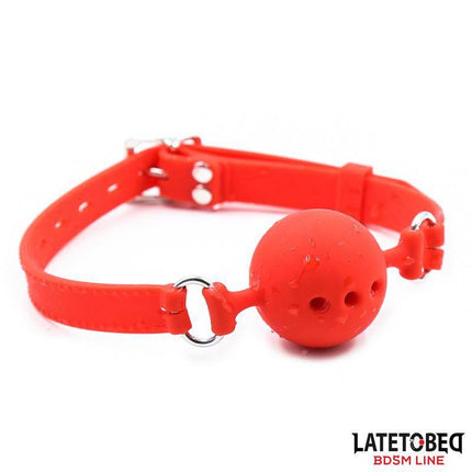 Breathable Silicone Ball Gag S - 4 cm in vibrant red design, perfect for comfortable and secure intimate moments.