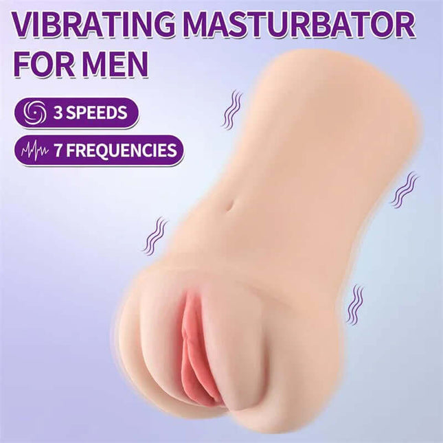 Brenna Masturbator with Vibration featuring realistic design, 3 speeds, and 7 vibration modes for enhanced pleasure.