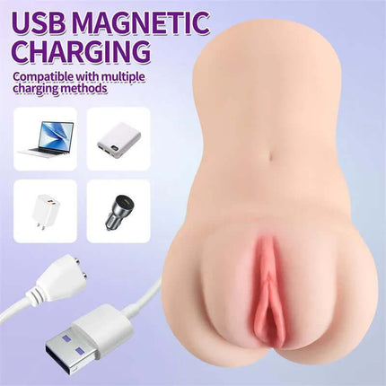 Brenna Masturbator with Vibration featuring USB magnetic charging compatibility for versatile use and customizable pleasure.