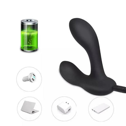 Brett Prostate Massager Remote Control USB Liquid Silicone with charging options and ergonomic design displayed.
