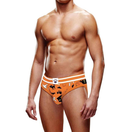 Brief Halloween underwear featuring Halloween-themed design with two-tone waistband, crafted for comfort and style.