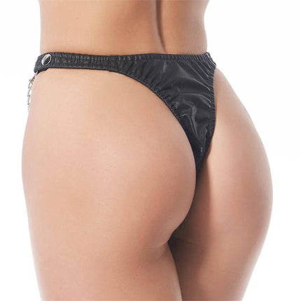 Side view of Briefs with Chains Black featuring daring chain detail.