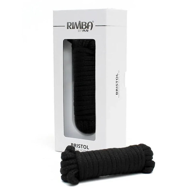 Bristol Hemp Rope 5 m in packaging and coiled beside box, ideal for crafts and knot work.