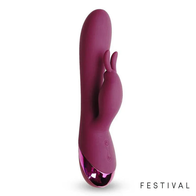 Brole Vibe USB Red vibrator with ergonomic design and built-in clitoral stimulator, part of Festival line, offers 10 vibration functions.