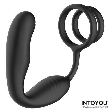 Bruce Prostate Massager 360º with Double Cockring with Vibration by Intoyou, featuring ergonomic design and triple motor function.