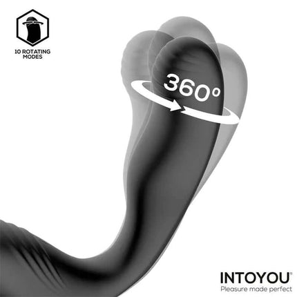 Bruce Prostate Massager 360º with Double Cockring with Vibration showing 360-degree rotation feature.