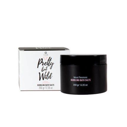 Jar of Bubbling Bath Salts from Pretty but Wild collection, 350g, natural exfoliant and therapeutic bath product.
