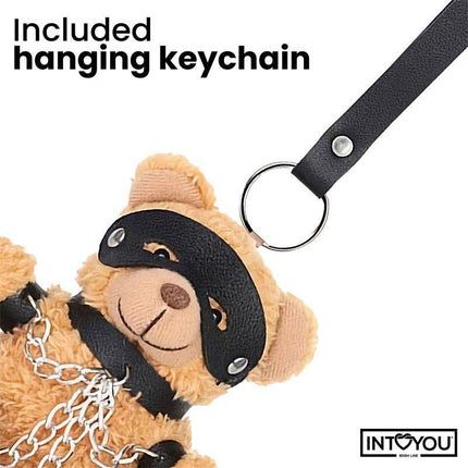Bubu Keychain BDSM Teddy Bear with Chains featuring premium vegan leather and soft-touch finish included hanging keychain