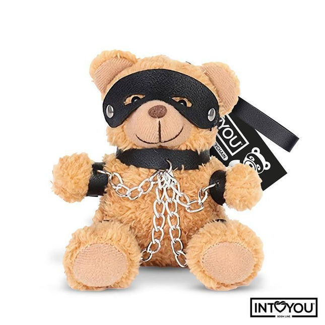 Bubu Keychain BDSM Teddy Bear with Chains in vegan leather, featuring removable chains and soft-touch finish.