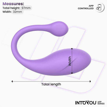 Bulby Egg Vibrator with App Lavander - Intoyou App Series, sleek design, 97mm height, 32mm width, app-controlled vibrating egg.