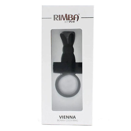 Bunny Cock Ring Vienna Black in packaging, designed for enhanced couple intimacy and stimulation.