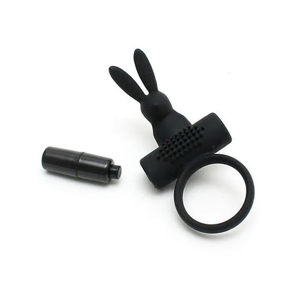 Bunny Cock Ring Vienna Black with vibration feature for enhanced couples intimacy and lasting performance.