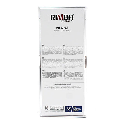 Bunny Cock Ring Vienna Pink packaging box with product information in multiple languages