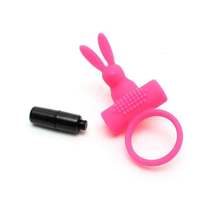 Bunny Cock Ring Vienna Pink with detachable black vibrator attachment for enhanced couples' pleasure and performance.