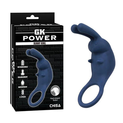 Bunny Ring in navy, a playful couple-centered sex toy with 8 vibration modes, waterproof design, and charming bunny shape.