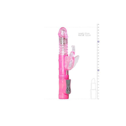 Bunny Vibrator - Pink Butterfly with 12 vibration modes for G-spot and clitoral stimulation, featuring a pink butterfly design.