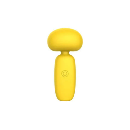 Buster Mini Massager with USB Charging in yellow, featuring compact design and liquid silicone surface.