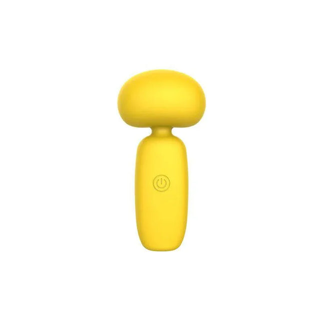 Buster Mini Massager with USB Charging in yellow, featuring compact design and liquid silicone surface.