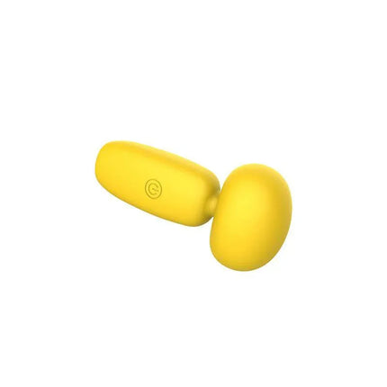 Buster Mini Massager with USB Charging in yellow, designed for on-demand relief with 10 vibration functions and waterproof features.