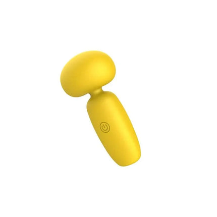 Buster Mini Massager with USB Charging, yellow compact design, soft silicone finish, featuring 10 vibration functions for personalized relief.