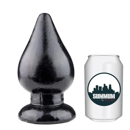 Butt Plug Boum2 16 cm, premium vinyl anal plug for deep sensations next to a standard can for size comparison.