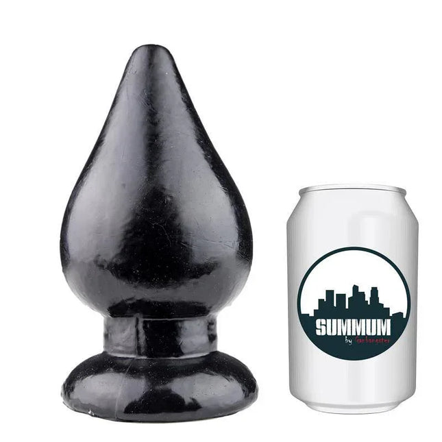 Butt Plug Boum2 16 cm, premium vinyl anal plug for deep sensations next to a standard can for size comparison.