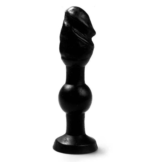 Black Butt Plug Delice 17 cm with a unique silhouette and semi-realistic glans, crafted in vinyl for a lifelike and comfortable experience.