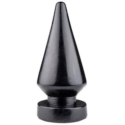 Butt Plug Felicidad 18.5 cm in black vinyl with rounded tip and secure base, designed for comfort and progressive stimulation.
