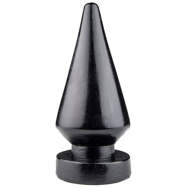 Butt Plug Felicidad 18.5 cm in black vinyl with rounded tip and secure base, designed for comfort and progressive stimulation.