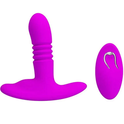 Butt Plug Heather Up and Down USB Waterproof silicone anal plug with remote, featuring ergonomic design and vibrant pink color.