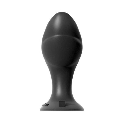 Butt Plug Insta-Gaper Black with silicone body and suction cup base, designed for expansion and secure wear.