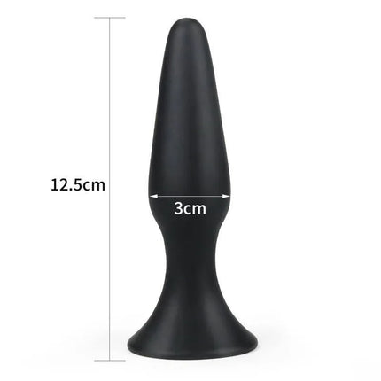 Butt Plug Lure Me Size L Black silicone anal plug with dimensions