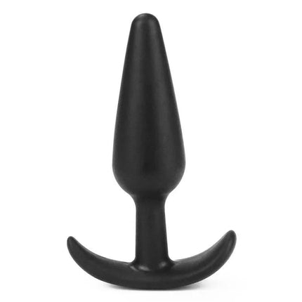 Butt Plug Lure Me Size S Black shown with anchor base for comfortable use made of soft, body-safe silicone.