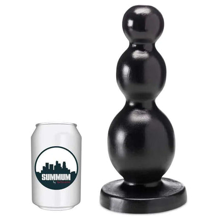 Butt Plug Mission Daddy Triball 24 cm with a can for size comparison, featuring a three-ball design made from phthalate-free vinyl.