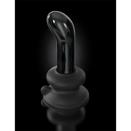 Butt Plug No. 84 - Handcrafted glass massager in sleek black on a dark background