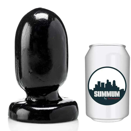 Butt Plug Puma 14 cm vinyl anal plug next to a soda can for size comparison.