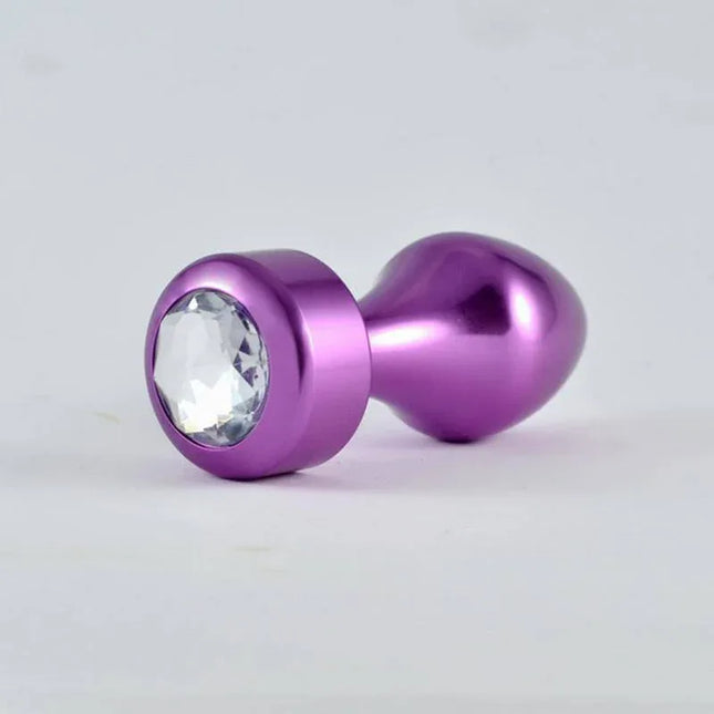 Purple Rosebud Butt Plug with Jewel, nickel-free metal, 8cm length, 3cm width, body-safe design for intimate play. Butt Plug Purple Rosebud with Jewel